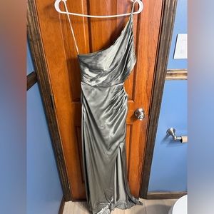 La Lune Asymmetrical Gathered Maxi Dress - Sage